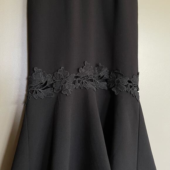 NICHOLAS‎ Crepe Fitted Panel Dress Black Size 0 Lace Embroidered Flounce Hem - Picture 11 of 16
